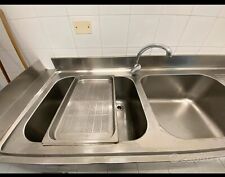 Lavandino professionale in acciaio inox, 2 vasche con docciatore