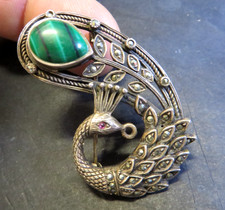 BELLA ED ANTICA SPILLA IN ARGENTO 925 - CON PIETRA VERDE -