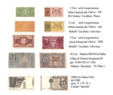 1000 1 2 5 10  LIRE  MATRICE R effige di Umberto 1  1923 1944  lotto Regno