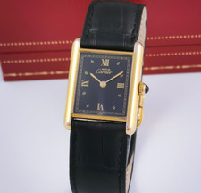 Orologio da polso Cartier Tank Vermeil LM Large argento 925 placcato oro ref. 590005