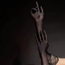 Guanti Neri In Nylon Lunghi