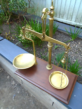 Brass beam scales by Avery on mahogany base