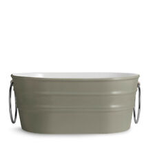 Lavabo ovale appoggio/sospeso Caolino Opaco Tinozza con portasciugamani cromo