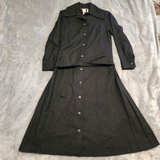 Abito VINTAGE anni 70 Marimekko Design Ricerca Bottoni Frontali 36 Nero CINTURA ORIGINALE