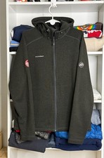 Giacca con cappuccio in pile verde scuro Mammut Polartec taglia L