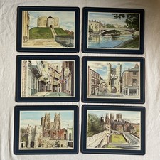 Tovagliette vintage Pimpernel David Lees (set di 6) con supporto in sughero - tema York
