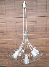 Lampadario design Gaetano Sciolari modernariato space age acciaio vetro anni 70