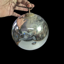 Sfera/ornamento di Natale in vetro tondo da 6" argento antico antico original...