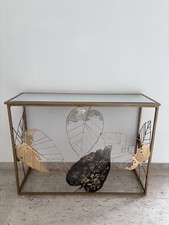 Consolle, metallo dorato e specchio