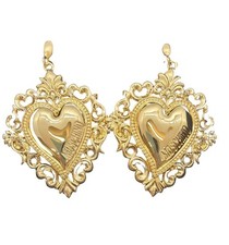 Orecchini dichiarazione MOSCHINO cuore logo tono oro clip su goccia pendenti NUOVI RRP285