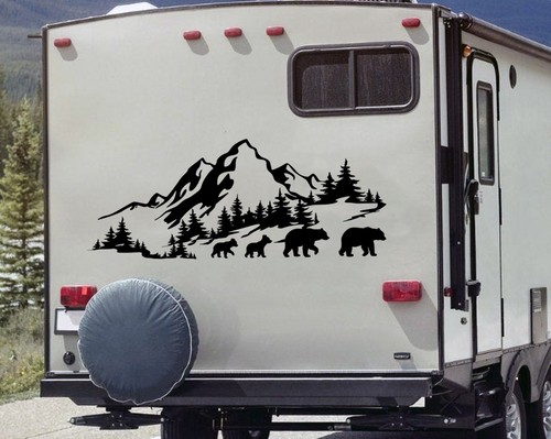 Adesivo orso famiglia montagne - orso,