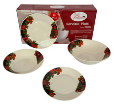Servizio Piatti Decorazione Natalizia Set 19 Pezzi  In Ceramica Made In Italy