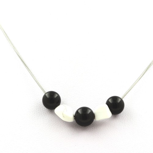Collana perle agata nero mm - collana,