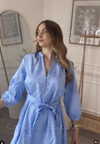 Abito zara popeline - popeline, blu
