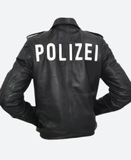 Giacca di pelle nera Polizie tedesca | Giacca di pelle polizia tedesca