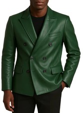 Blazer uomo verde vera pelle