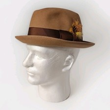 Cappello Uomo Vintage Elsa Schiaparelli Homburg 7 Nastro Grosgrain e Piuma Italia