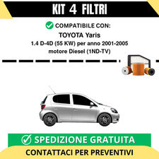 Kit 4 Filtri Tagliando per TOYOTA Yaris 1.4 D-4D 55 kw Diesel 2001-2005
