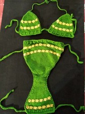 BIKINI/ COSTUME BAGNO DUEPEZZI TRIANGOLO RAGAZZA  UNCINETTO VINTAGE V/G XXS(S16)