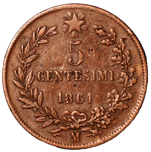 1861 italia centesimi - m, 5