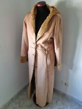 Cappotto Lungo Con Cappuccio In Montone Sintetico Scamosciato Vintage