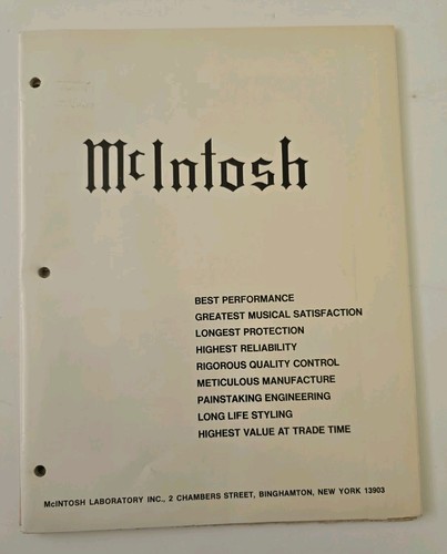 Catalogo audio mcintosh 1976 - audio,