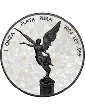 MADRE DI PERLA madreperla madreperla platino nero 1 oz moneta argento Messico 2024