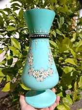 Grand Vase Opaline Verre Vert