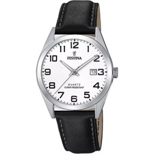 Orologio Uomo Classico Festina F20446/1 Con Quadrante Bianco E Cinturino Nero