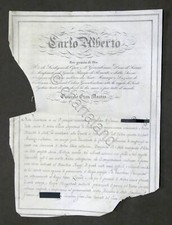Regno di Sardegna - Decreto con autografo di Re Carlo Alberto di Savoia - 1832