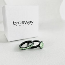 BORSWAY ANELLI BLACK EDITION GREEN SWAROVSKI PERIDOT COLLEZIONE TRING