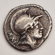 Gens Satriena XXI, denario, 77 a.C., argento, 17,8mm, 3,64g (Crawford 388/1)