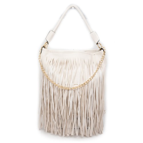 Borsa con frange - ecrù, panna