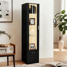 Vetrine a Led Con Porta E Ripiani in Vetro, Luci per Il Soggiorno E L'Ufficio, 4