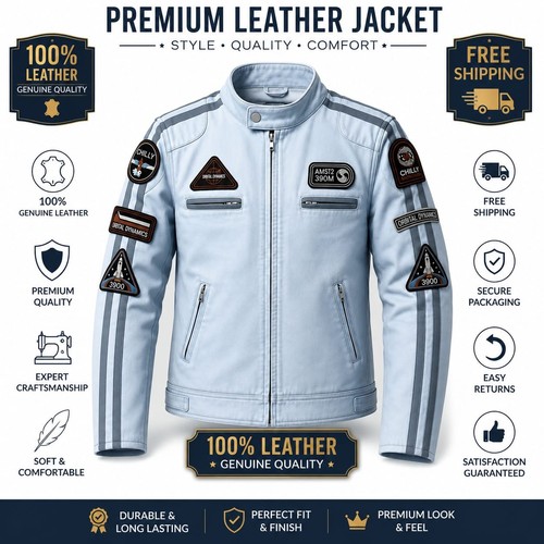 Giacca pelle uomo - , blu