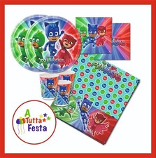  KIT ADDOBBI FESTA COMPLEANNO PJ Masks PIGIAMINI X8X16X24X32X40 PERSONE  PIATT