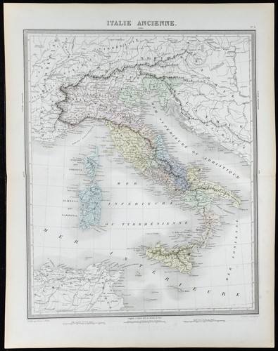 1855 italia antica carta - italia,