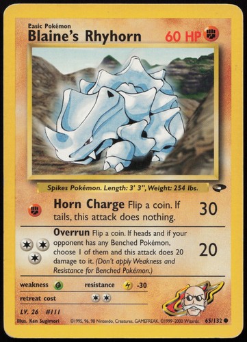 Pokemon tcg blaine rhyhorn - pokemon,