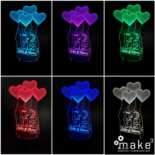 Lampada led cuore - lampada, 3d