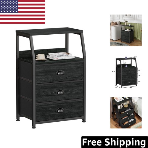 Comodino moderno nero con - , 3