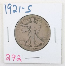 1921-S Walking Liberty mezzo dollaro molto circolato chiave data