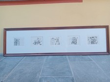 Franz Borghese - Viva la Guerra - quadro contenente 5/5 Incisioni-50x35 cm Cad.