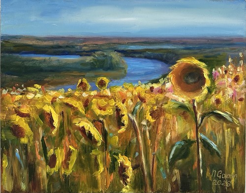 Dipinto olio paesaggio ucraino