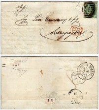 1206 - Gran Bretagna - 1 scellino verde su lettera da Londra a Senigallia, 1864