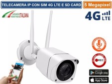 TELECAMERA BULLET IP 4G LTE SIM GSM REGISTRA SU SD CARD 5MP CON AUDIO IP66