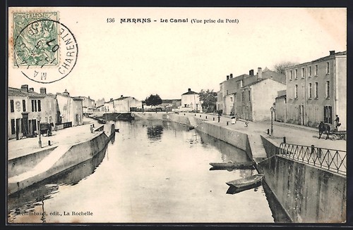 Cpa marans canal vue - marans,, canal,