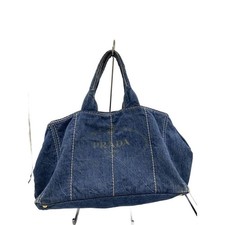 Prada borsa tote in denim blu
