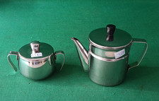 SET CAFFETTIERA A SERVIRE + ZUCCHERIERA VINTAGE ACCIAIO INOX 18/10 N.P.F. CJ69