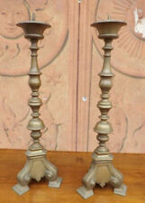 Coppia di grandi candelieri candelabri in bronzo antichi