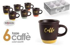 Set 6 Tazzine Tazze Caffè Bicolore senza Piattini 97 ml
